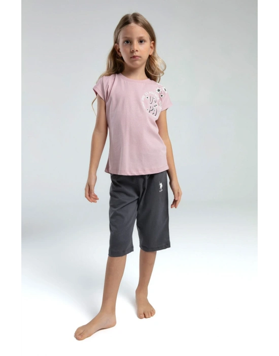 Kız Çocuk Pembe Kapri Takım