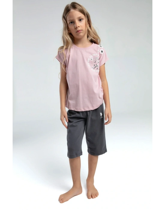 Kız Çocuk Pembe Kapri Takım