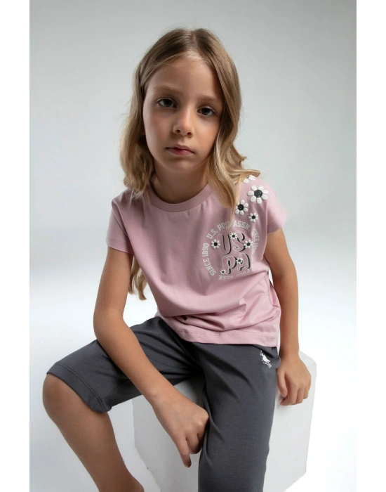 Kız Çocuk Pembe Kapri Takım