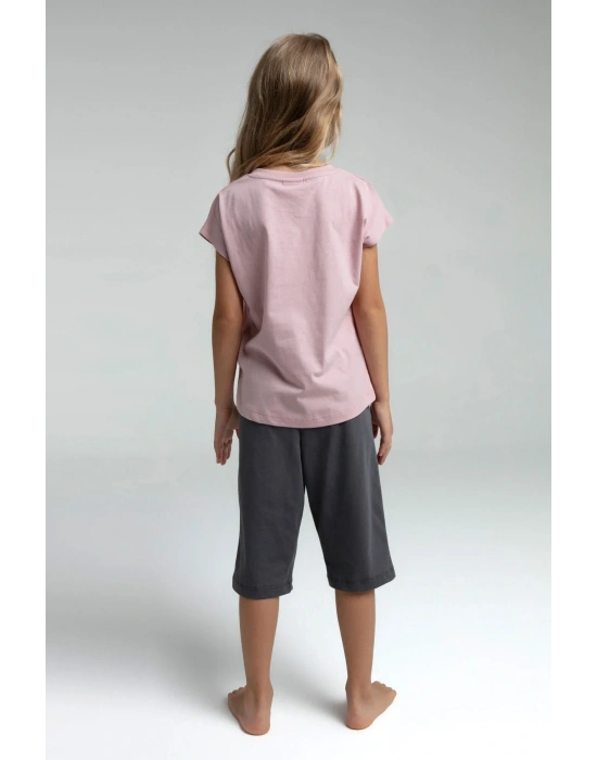 Kız Çocuk Pembe Kapri Takım