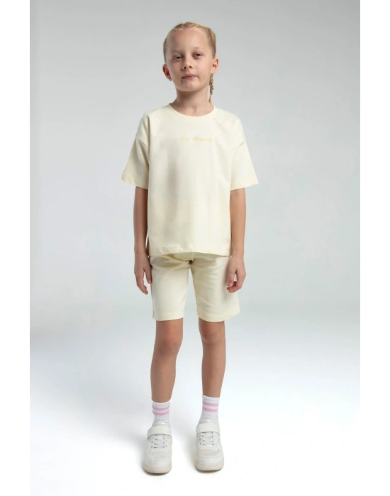 Kız Çocuk Sarı Bermuda Takım