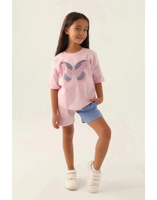 Kız Çocuk Şort Takım - Toz Pembe