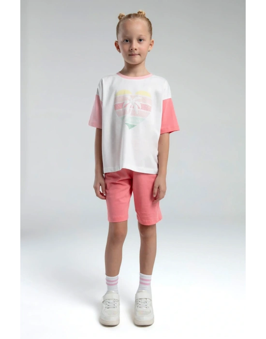 Kız Çocuk Turuncu Bermuda Takım