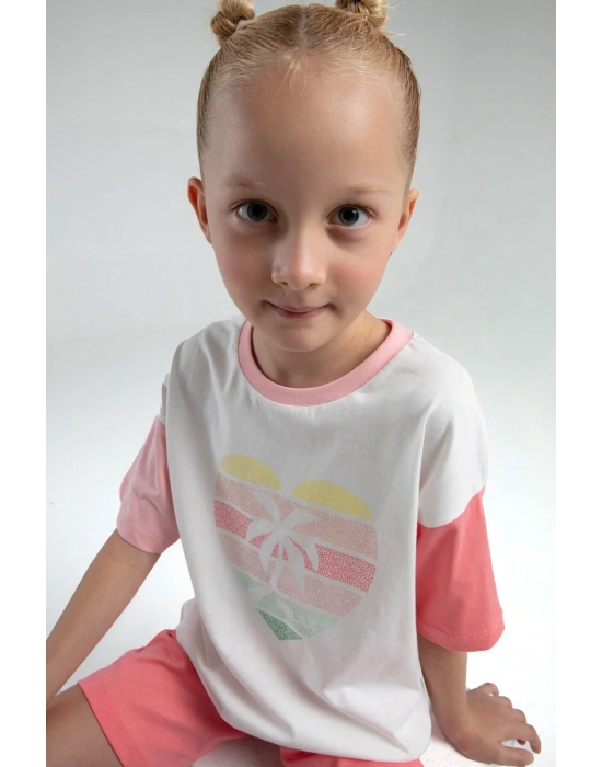 Kız Çocuk Turuncu Bermuda Takım