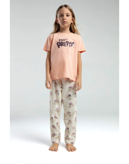 Kız Çocuk Turuncu Kısa Kol Pijama Takım