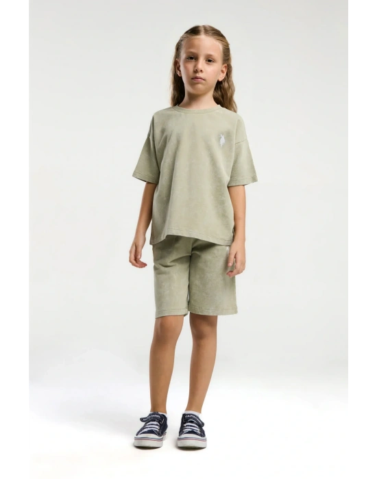 Kız Çocuk Yeşil Bermuda Takım
