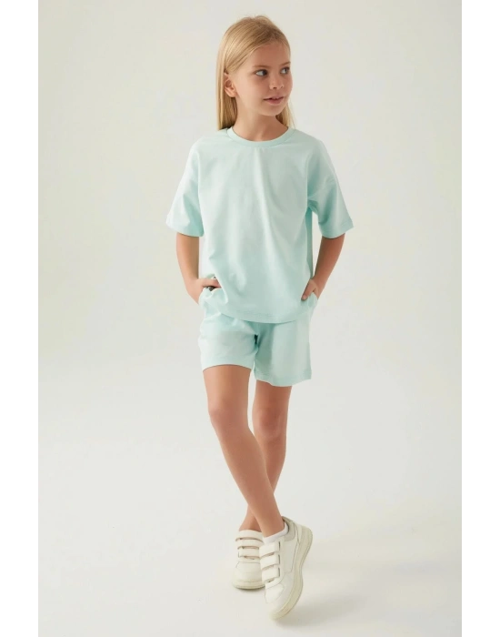 Kız Çocuk Yeşil Şort Takım