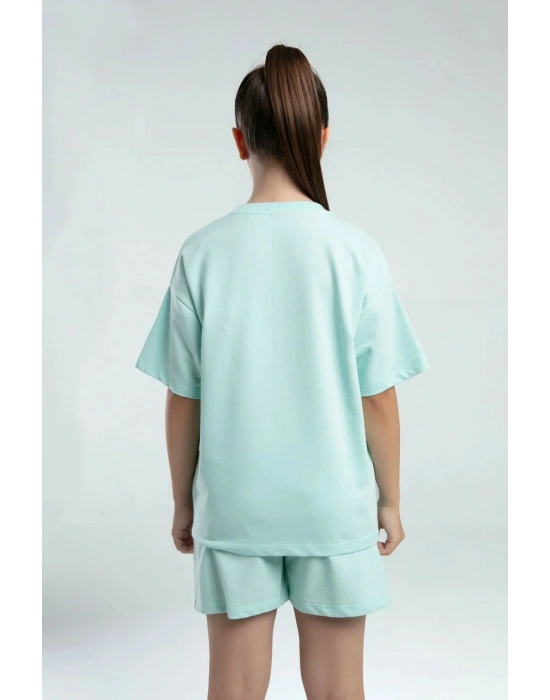 Kız Çocuk Yeşil Şort Takım