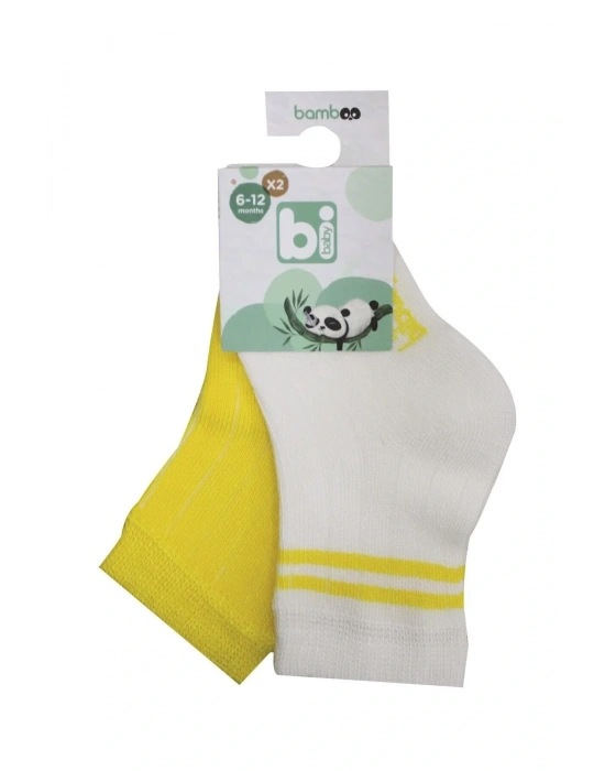 Kız Erkek Bebek Bambu Derby Desenli 2li Bebek Çorabı