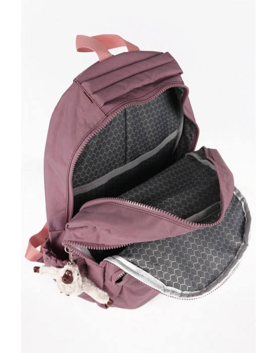 Klinkır Okul Çantası Leptop Yuvalı Su Geçirmez Astarlı Lise Ortaokul Çantası Gülkurusu