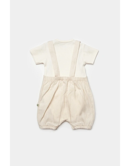 Küçük Atlı Salopet Tulum Ekru