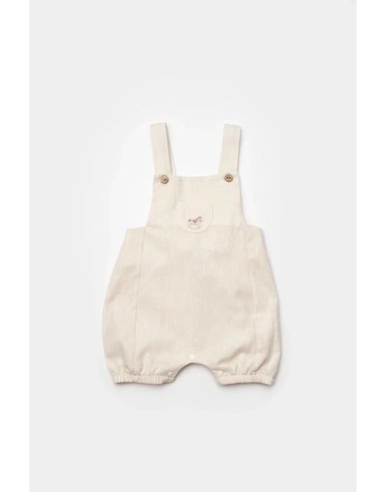 Küçük Atlı Salopet Tulum Ekru