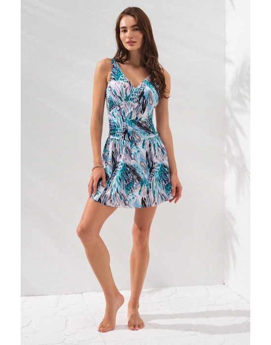 Lena Kruvaze Formlu Şortlu Elbise Mayo Coral 231130-d