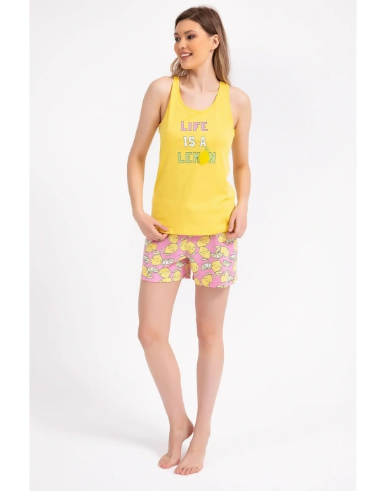 Life Is A Lemon Sarı Kadın Şort Takım