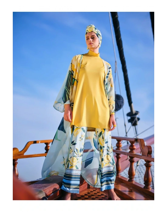 Limon Desenli Tesettür Mayo