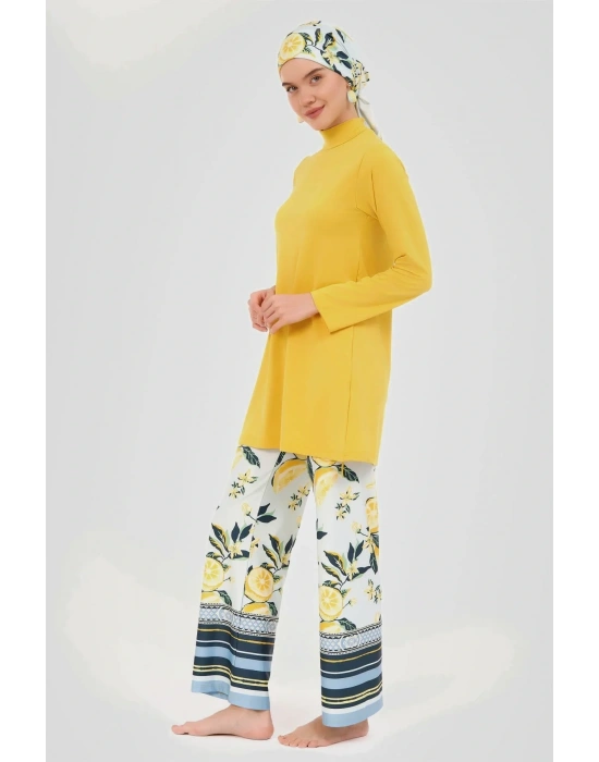 Limon Desenli Tesettür Mayo