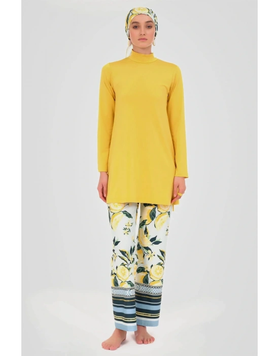 Limon Desenli Tesettür Mayo