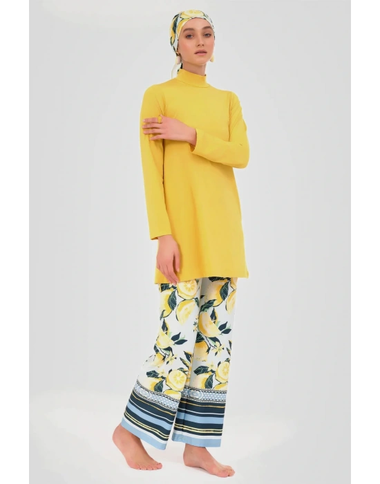 Limon Desenli Tesettür Mayo