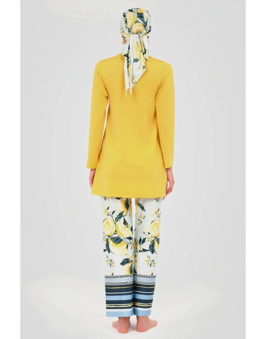 Limon Desenli Tesettür Mayo