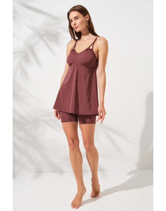 Lisa Şortlu V Yaka Tankini Toffee 231500