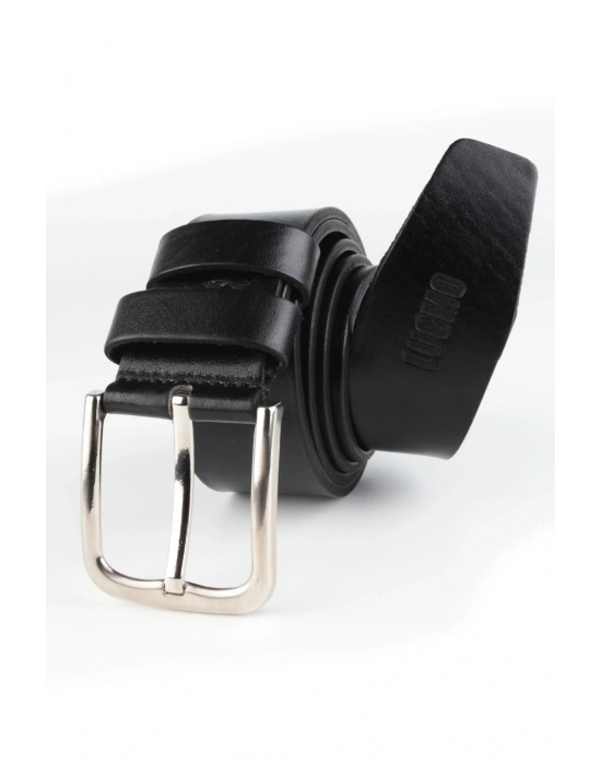 Lugmo %100 Tek Kat Deri Hakiki Manda Derisi Erkek Kot Kemeri Siyah