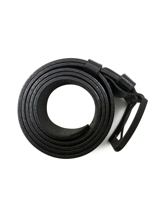 Lugmo %100 Tek Kat Deri Hakiki Manda Derisi Erkek Kot Kemeri Siyah