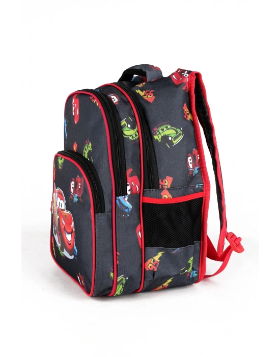 Lugmo 3 Lü İlkokul Çanta Seti Erkek Çocuk Çantası Astarlı Car Race Araba Siyah