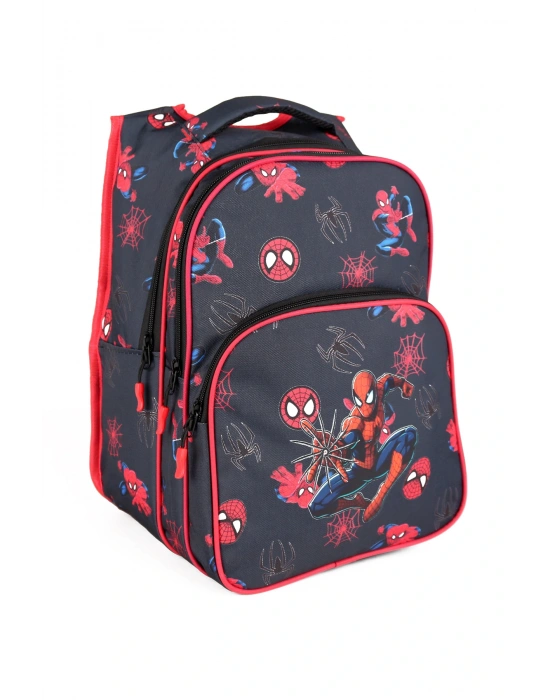 Lugmo 3 Lü İlkokul Çanta Seti Erkek Çocuk Çantası Astarlı Örümcek Adam Siyah