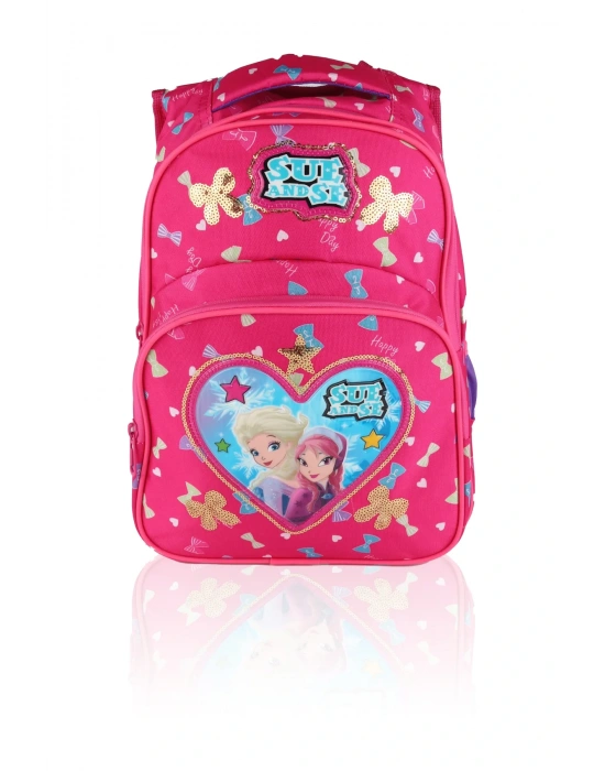 Lugmo 3 Lü İlkokul Çanta Seti Kız Çocuk Çantası Astarlı Love Sue Pembe