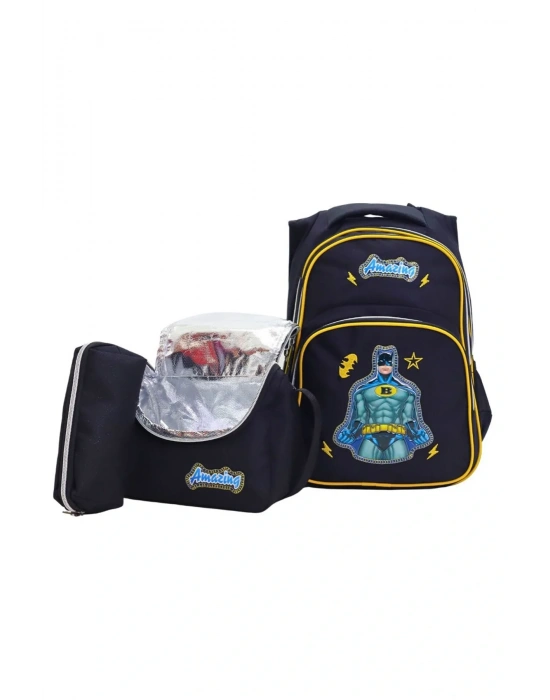 Lugmo 3 Lü Ortaokul Çanta Seti İlkokul Çantası Komple Astarlı Batman