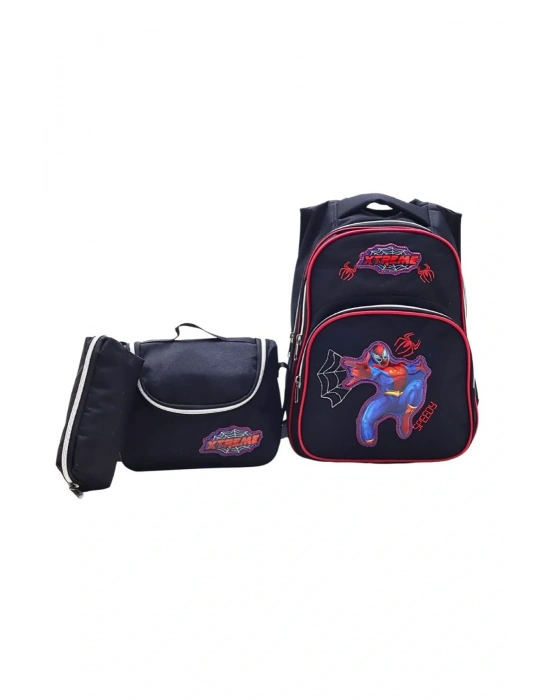 Lugmo 3 Lü Ortaokul Çanta Seti İlkokul Çantası Komple Astarlı Örümcek Adam