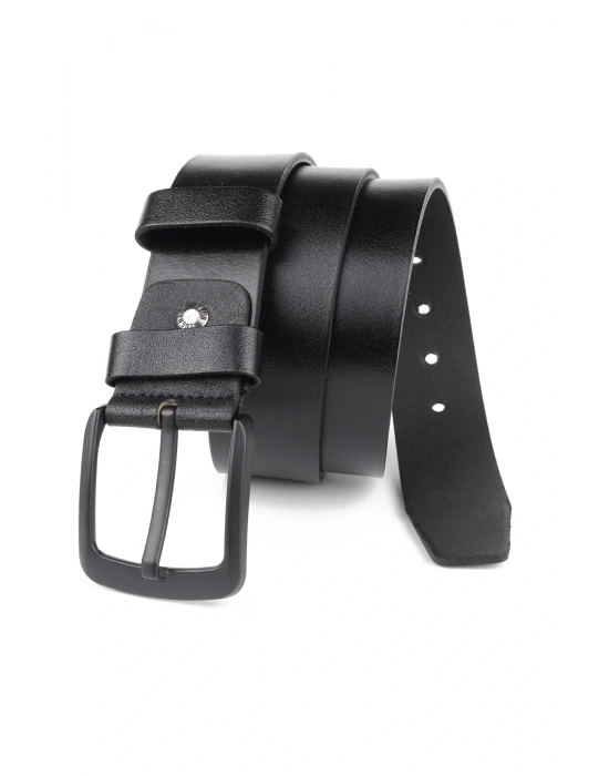 Lugmo Battal Boy Hakiki Deri Erkek Kemeri Siyah 4,5 cm