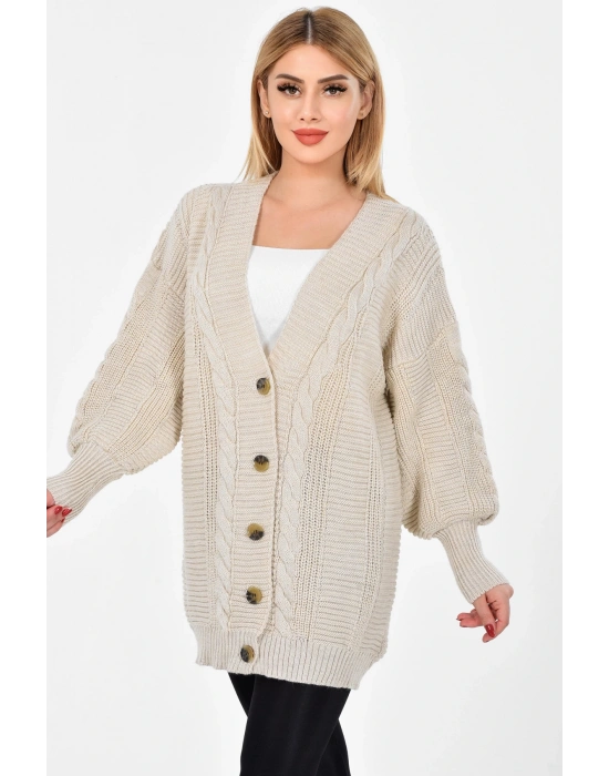 Lugmo Kadın Triko Hırka Akrilik iplik 80 cm Saç Örgülü Taş