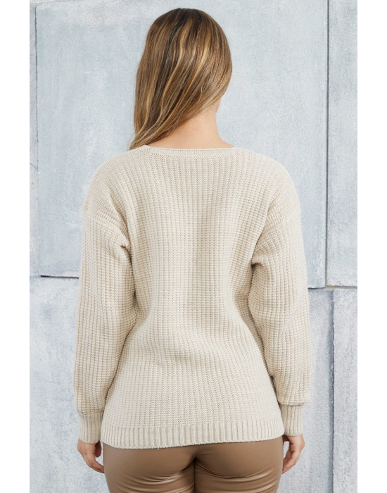 Lugmo Kadın Triko Hırka Çiçek Standart Beden Taş