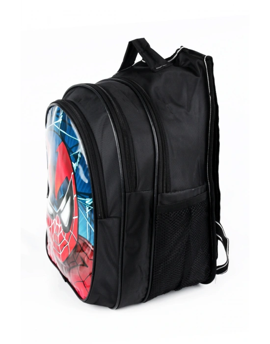 Lugmo Ortaokul İlkokul Çantası ve Beslenme Çantası 3 Cepli Pedli Örümcek Kafa Siyah