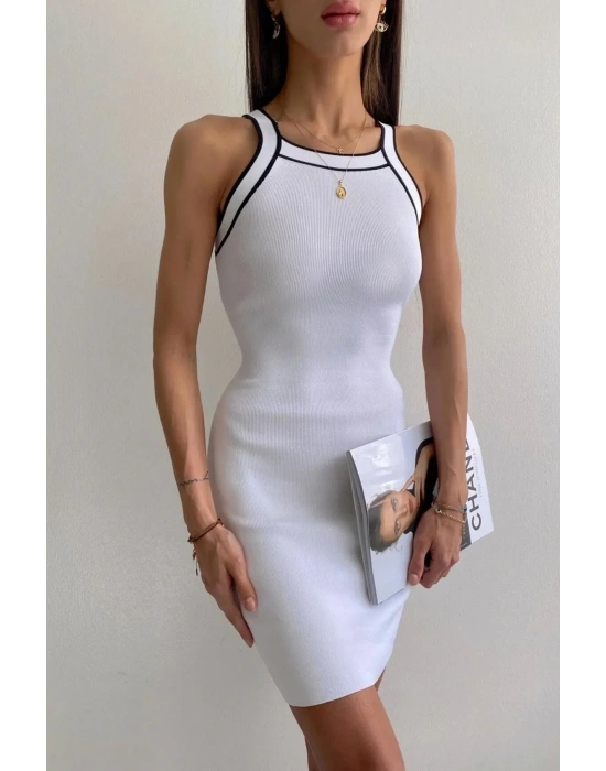 Lugmo Triko Kadın Elbise Askılı Beyaz