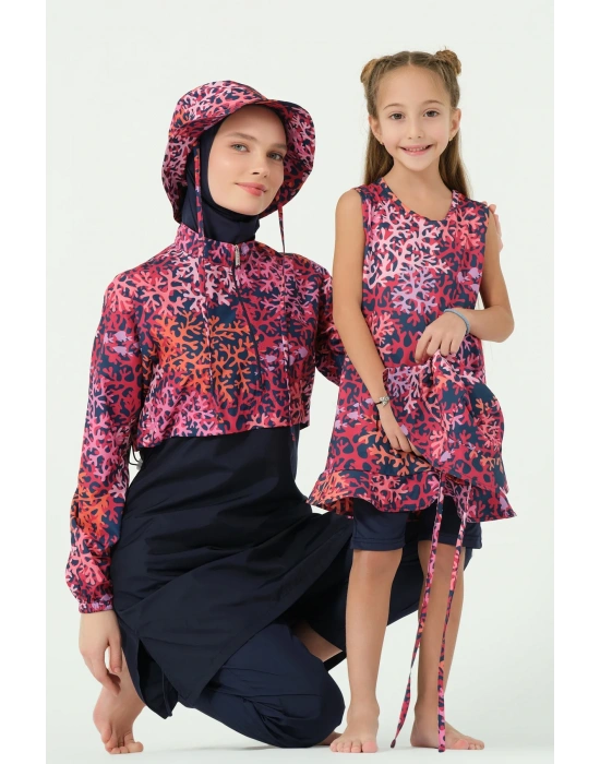 Mercan Şapkalı Sıfır Kol Çocuk Mayo