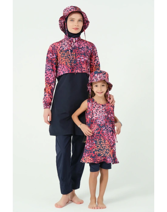 Mercan Şapkalı Sıfır Kol Çocuk Mayo