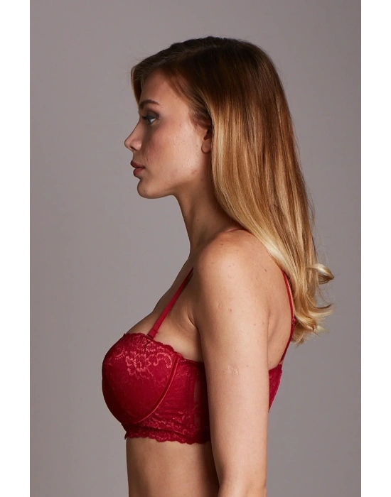 Miss Claire Kadın Bordo 51-880 Dantel Balenli Kapli Büstiyer Sütyen Mıssclaıre-mb119951880