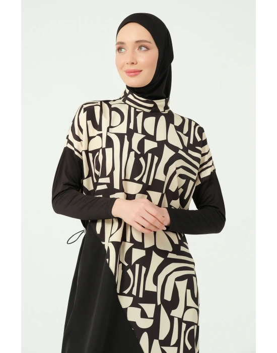 Modern Desenli Rahat Tesettür Mayo