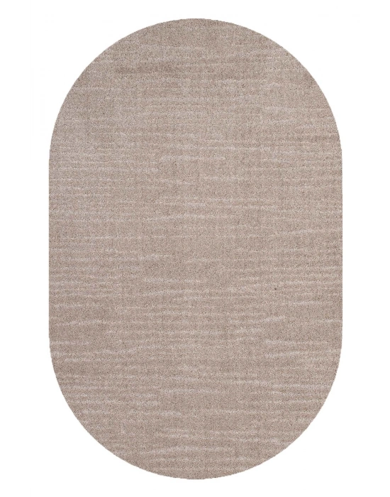 Salon Halısı Bej Yumuşak Oval Dokuma