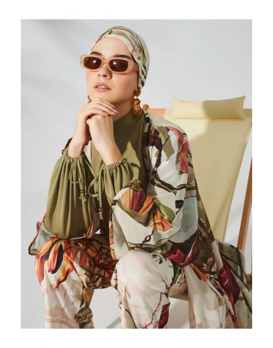 Natural Desenli Tesettür Mayo