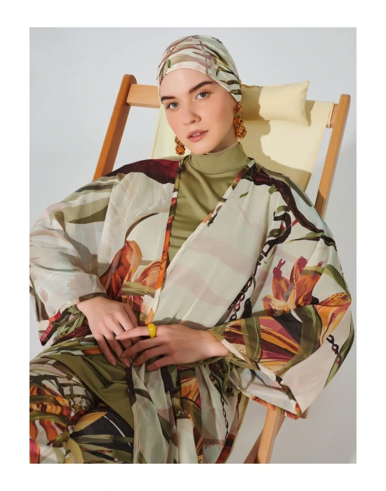 Natural Desenli Tesettür Mayo