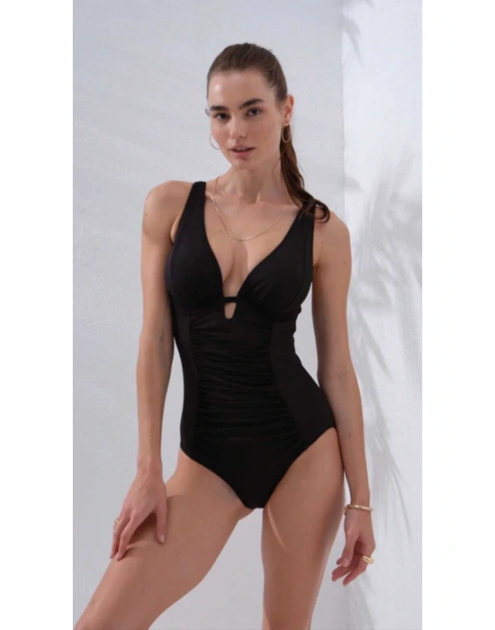 North V Yaka Balenl I Dekolteli Siyah Mayo