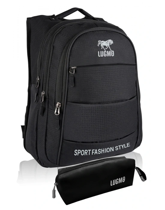 Okul Çantası 4 Cepli + Kalemlik Su Geçirmez Komple İçi Astarlı Lise Ortaokul Çantası Siyah