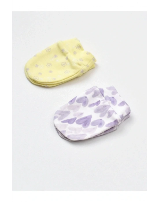 Organik Eldiven 2li Love You Baby Yellow Lavender