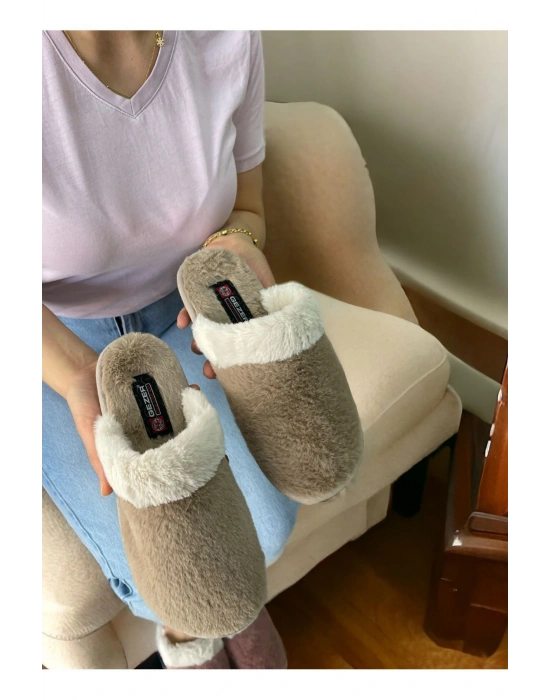 Pelüş Kaymaz Taban Kışlık Kahverengi