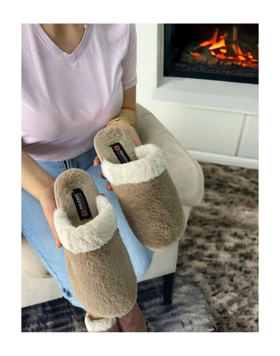 Pelüş Kaymaz Taban Kışlık Kahverengi