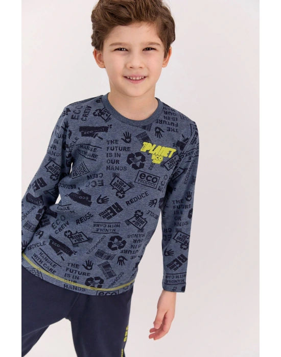 Rolypoly Planet Crew Lacimelanj Erkek Çocuk Pijama Takımı