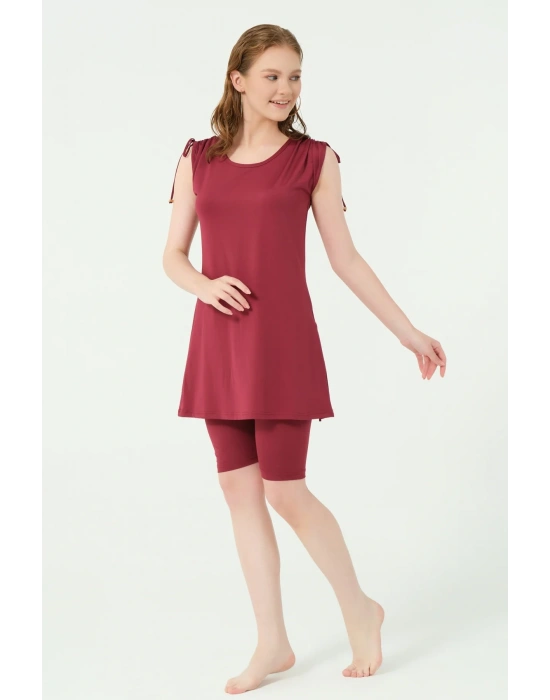 Rustin Kol Toplamalı Sıfır Kol Yarı Kapalı Mayo